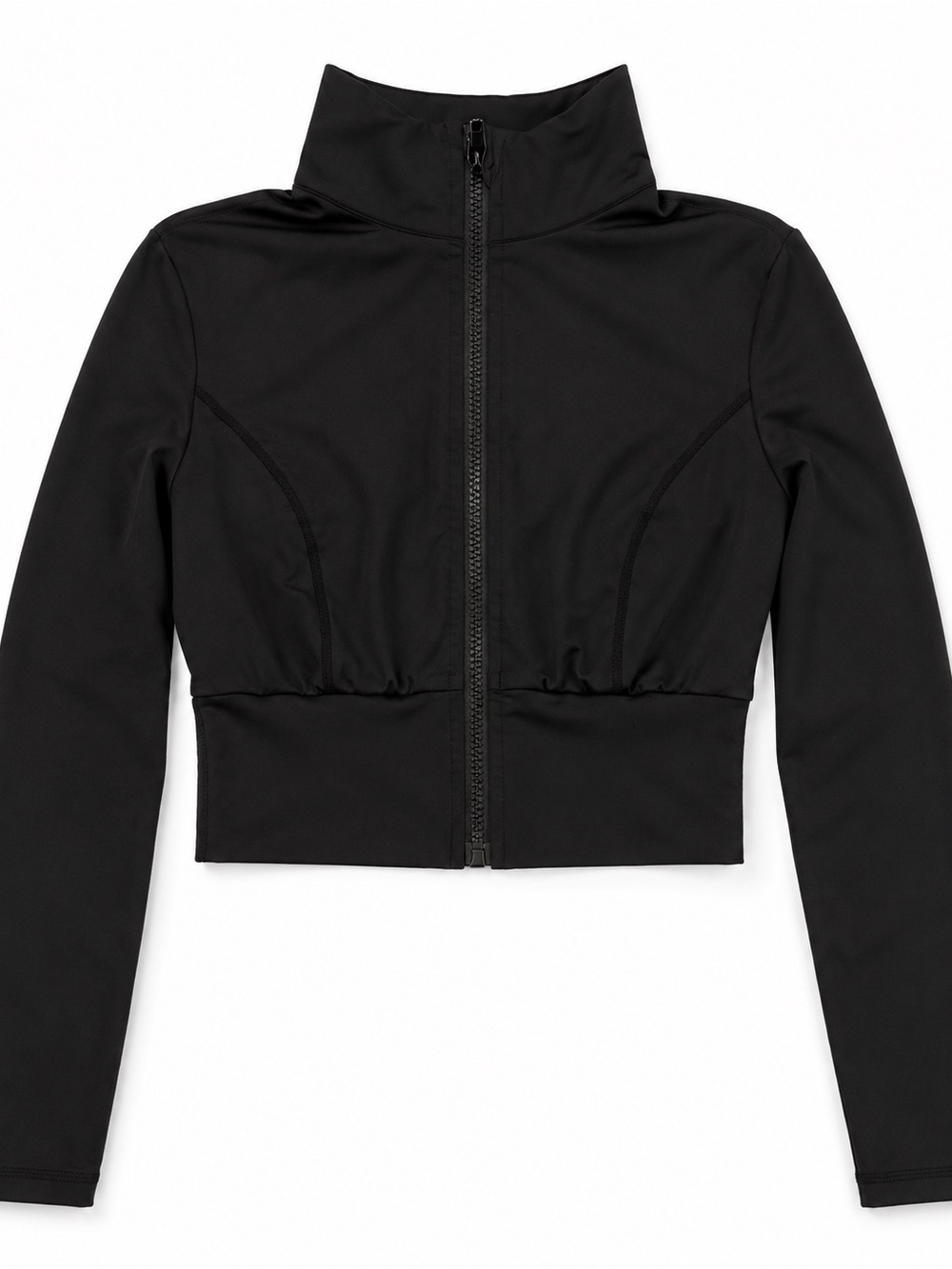 SHEIN Black Cropped Zip-Up Mock Neck Jacket